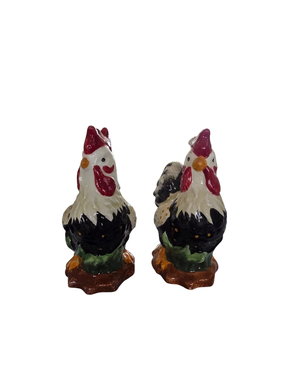 Rooster Ceramic Salt & Pepper Shakers - White and Red